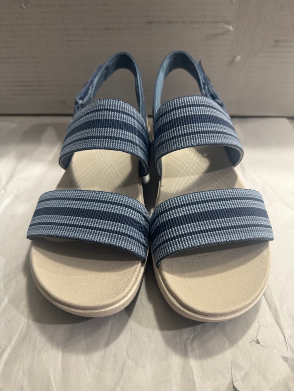 Easy Spirit Blue Striped Elastic Slingback Sandals